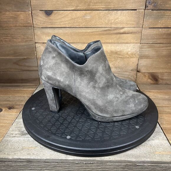 Paul Green Womens Size UK 3/US 5.5 Suede Gray Brown Heel Ankle Bootie - Picture 1 of 10